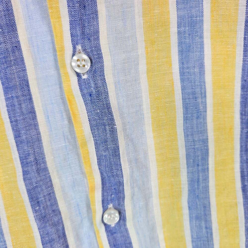 Cotton & Colors Men's Made in Italy Button-Down Linen Striped Long Sleeve Large - Picture 4 of 8